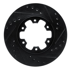 Nissan D21 Pickup Brake Rotor (1) - Front Right - R1 Concepts - Drilled & Slotted - Black - `85-`02